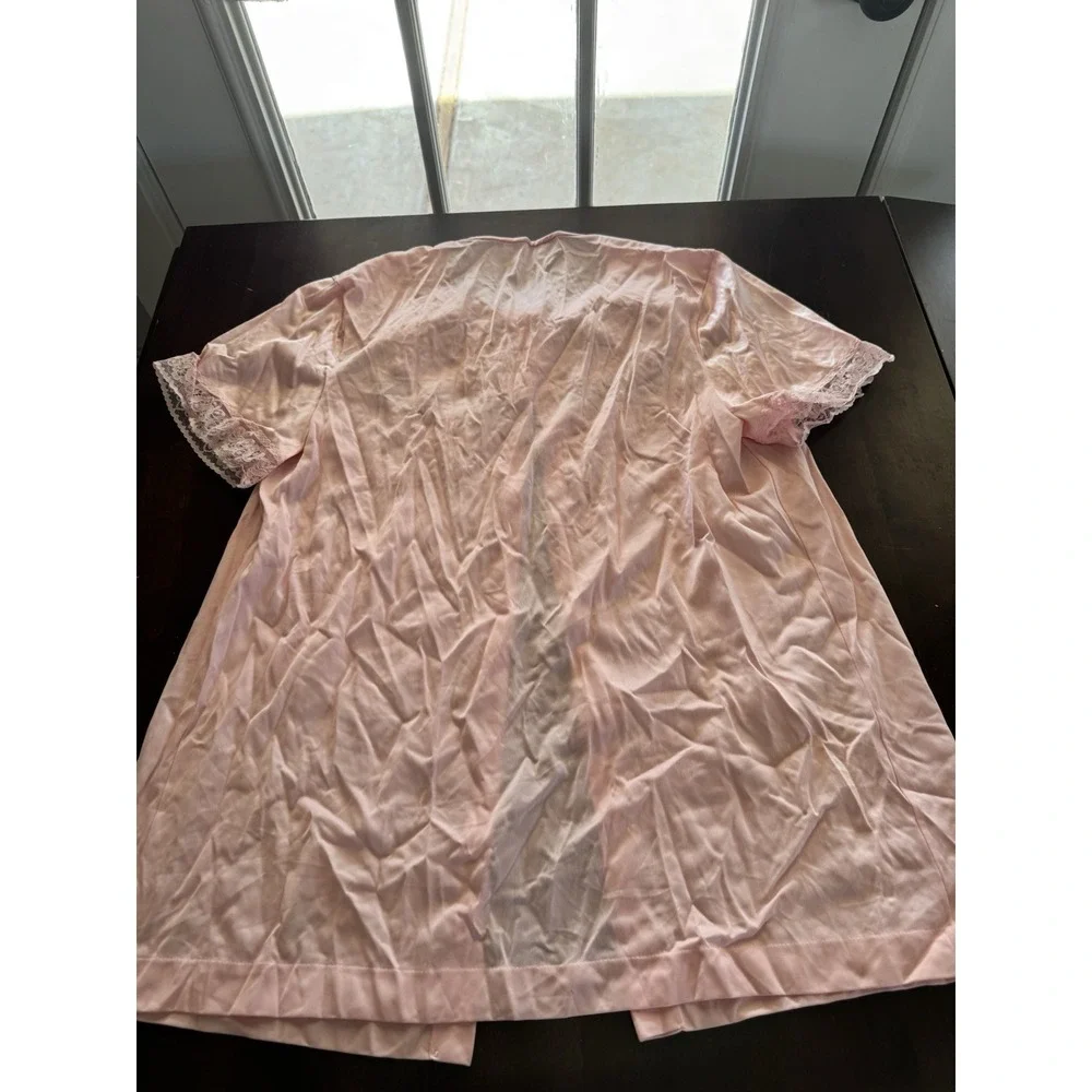 VTG Pajama Top Bed Jacket Silky 70s 50s Pink Medium Grunge Babydoll Fairy Granny